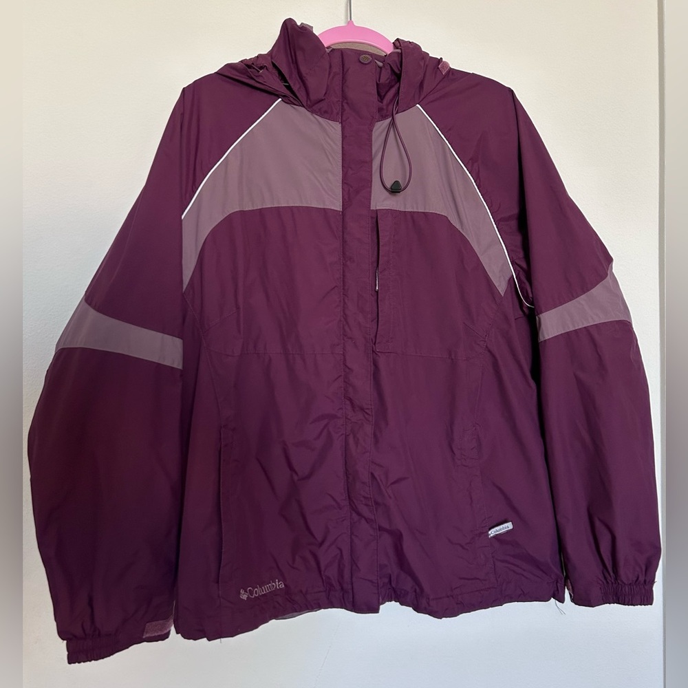 Women’s Columbia Waterproof Purple Snow Jacket with Hood Ski Jacket GUC Sz XL